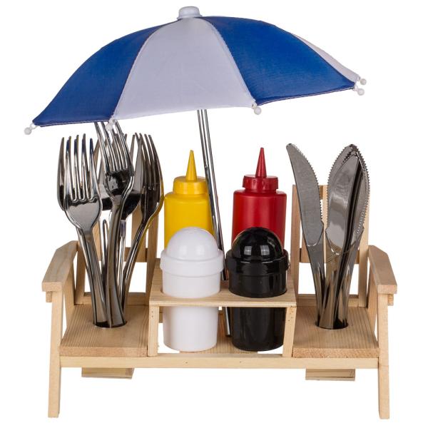 Kryddställ Bänk med Parasoll Set