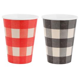 Rutiga Pappersmuggar Svart & R&ouml;d 6-pack