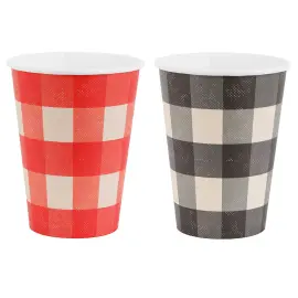 Rutiga Pappersmuggar Svart & R&ouml;d 6-pack