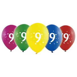 Sifferballonger 9 Färgmix
