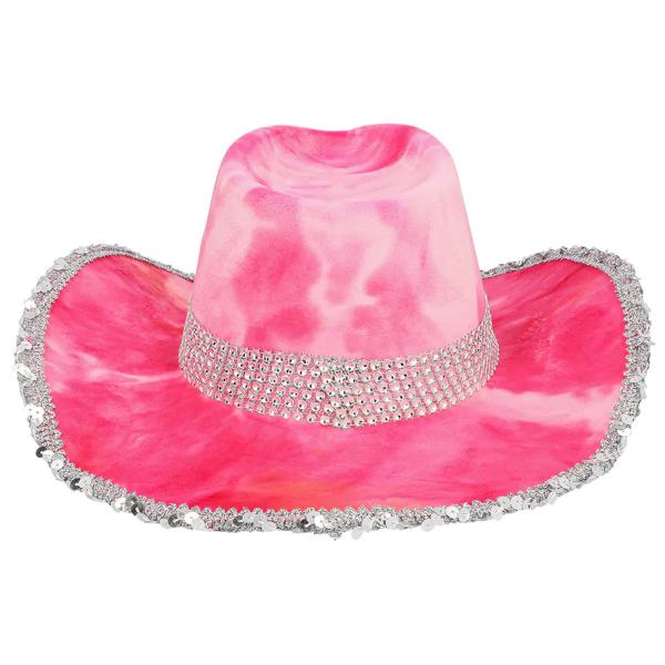 Cowboyhatt med Strass & Paljetter Rosa