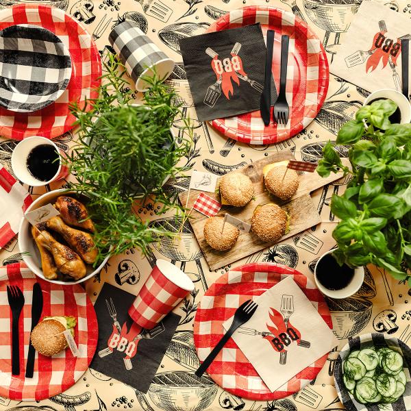 Rutiga Pappersmuggar Svart & Röd 6-pack