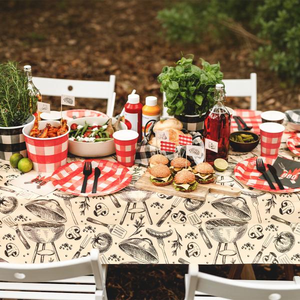 Rutiga Pappersmuggar Svart & Röd 6-pack