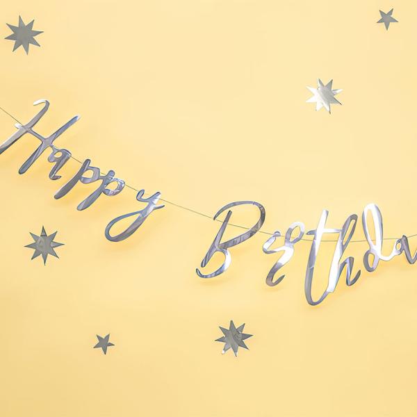Girlang Happy Birthday Silver