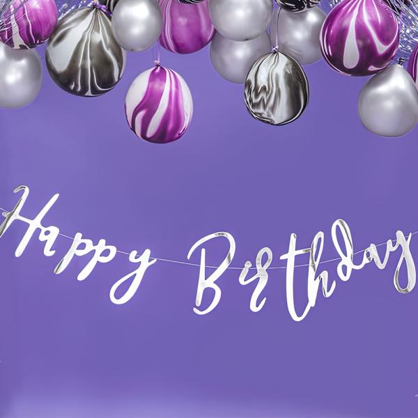 Girlang Happy Birthday Silver