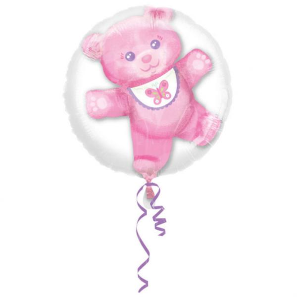 Dubbelballong Rosa Nalle