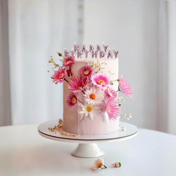 Bokstavsljus Happy Birthday Roséguld