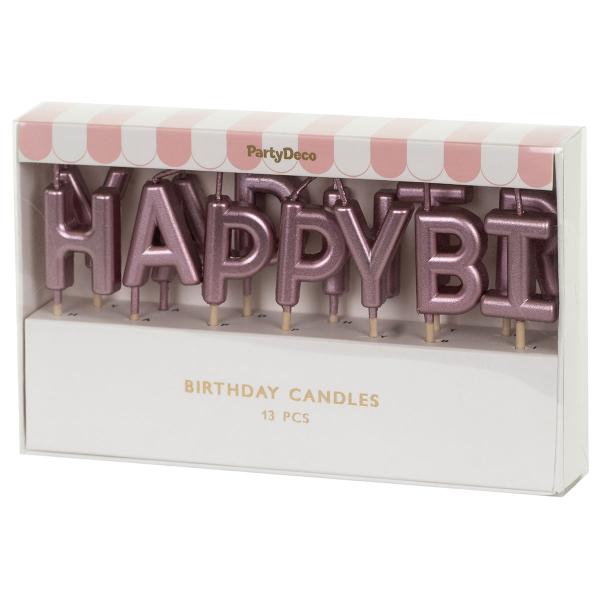 Bokstavsljus Happy Birthday Roséguld