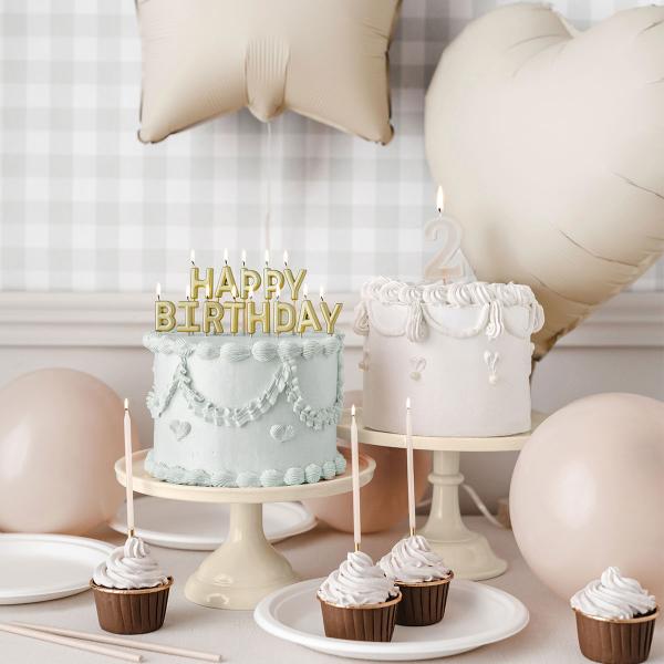 Happy Birthday Bokstavsljus Guld
