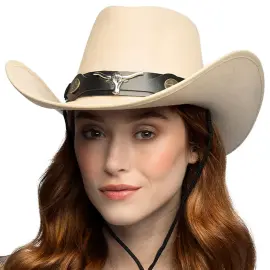 Cowboyhatt Tjurhuvud Beige
