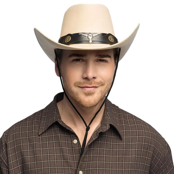 Cowboyhatt Tjurhuvud Beige