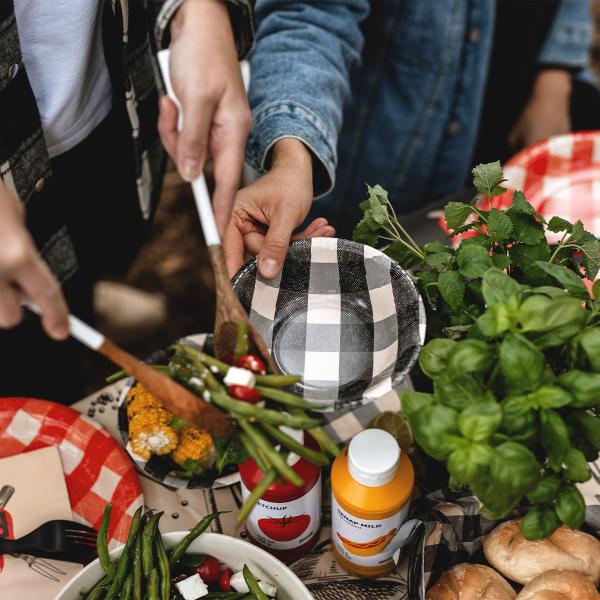 Rutiga Pappersskålar Svart 6-pack