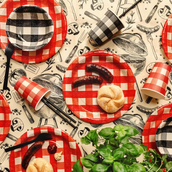 Rutiga Pappersskålar Svart 6-pack