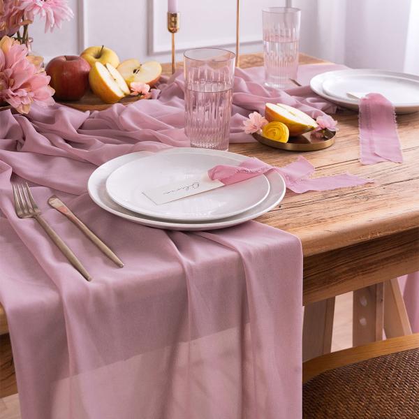 Chiffong Bordslöpare Lavendelrosa