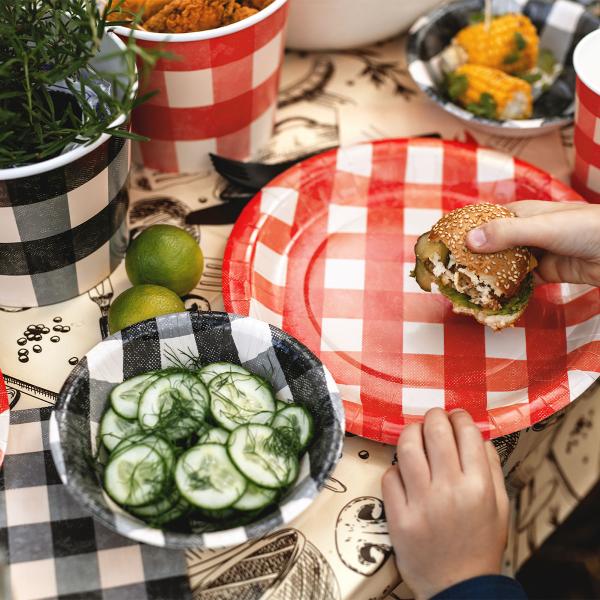 Rutiga Pappersskålar Svart 6-pack