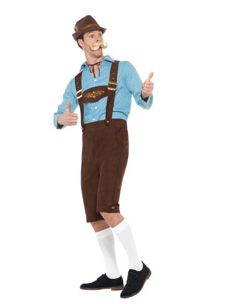 Oktoberfest Lederhosen Dräkt Blå & Brun