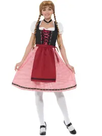 Oktoberfest Klänning Röd & Svart Medium
