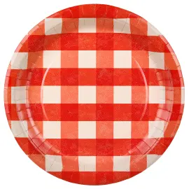 Rutiga Papperstallrikar R&ouml;d 27 cm 6-pack