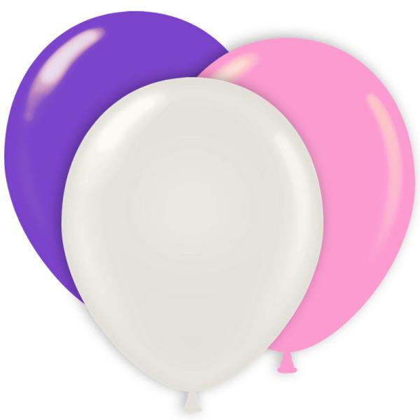 Ballongkombo Metallic Rosa/Vit/Ljuslila