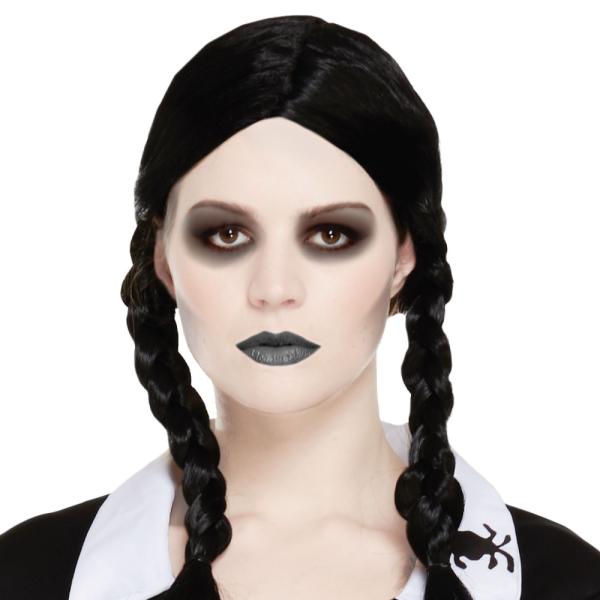Svart Peruk med Flätor Scary Daughter
