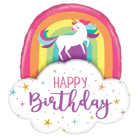 Unicorn Rainbow Birthday Ballong Holografisk