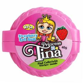 Jordgubb Tuggummirulle med Prinsessa Sticker 40 g