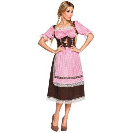 Oktoberfest Dirndl Brun/Rosa/Vit