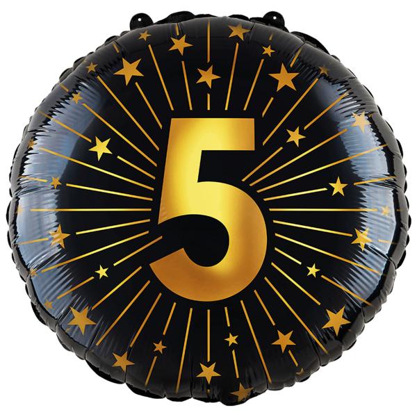 Folieballong med Stjärnor & Siffran 5