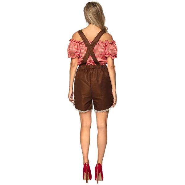 Oktoberfest Lederhosen Brun/Röd/Vit