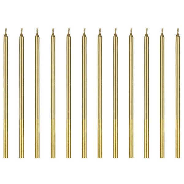 Tårtljus Långa Guld 12-pack