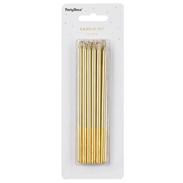 Tårtljus Långa Guld 12-pack