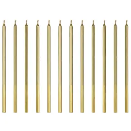 Tårtljus Långa Guld 12-pack
