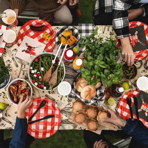 Rutiga Papperstallrikar Röd 27 cm 6-pack