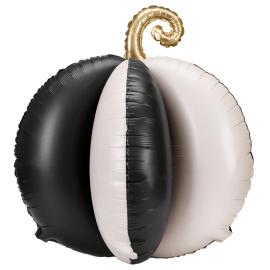 Stående Folieballong 3D Randig Pumpa Svartvit
