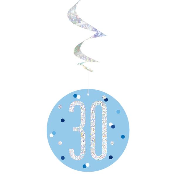 30 år Hängande Swirls Blå & Silver