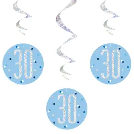 30 år Hängande Swirls Blå & Silver