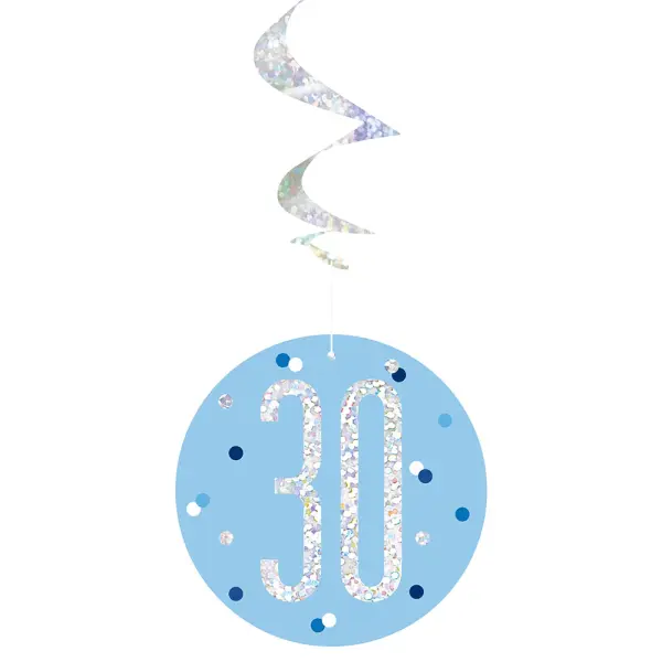 30 år Hängande Swirls Blå & Silver