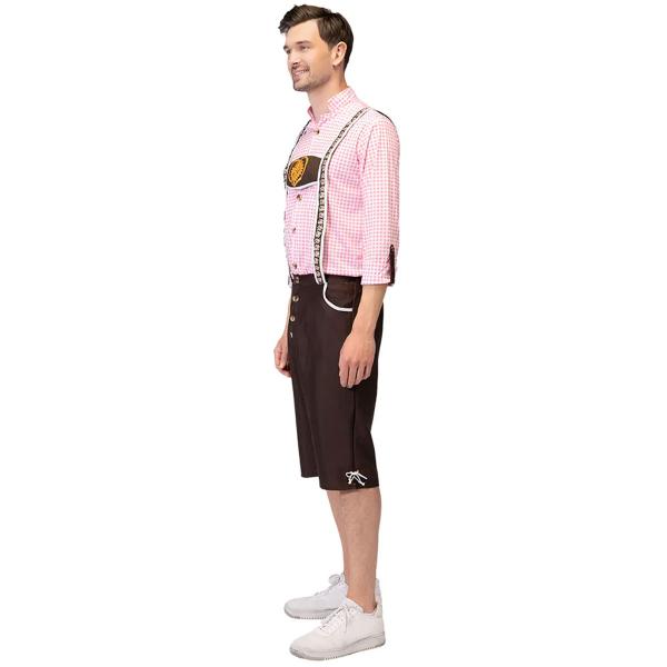 Oktoberfest Lederhosen Brun/Rosa/Vit