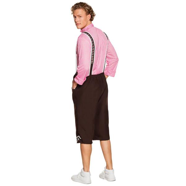 Oktoberfest Lederhosen Brun/Rosa/Vit