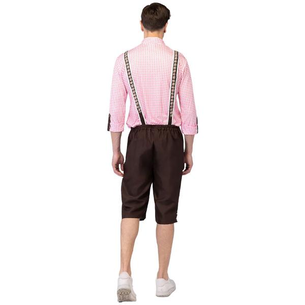 Oktoberfest Lederhosen Brun/Rosa/Vit