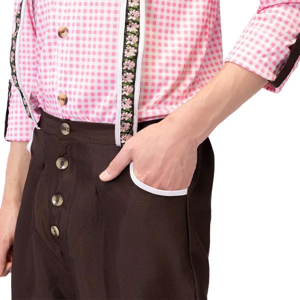 Oktoberfest Lederhosen Brun/Rosa/Vit