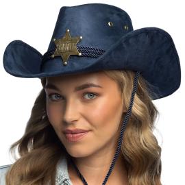 Cowboyhatt med Sheriffstj&auml;rna M&ouml;rkbl&aring;