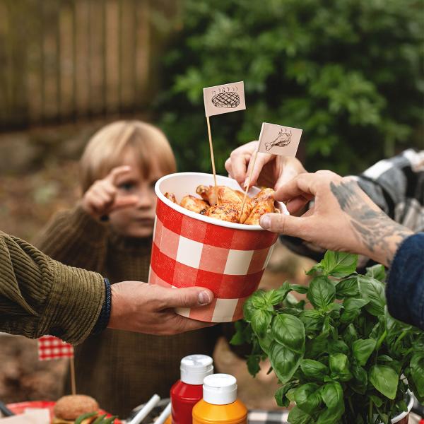 Rutiga Snacksbägare Svart & Röd 2-pack