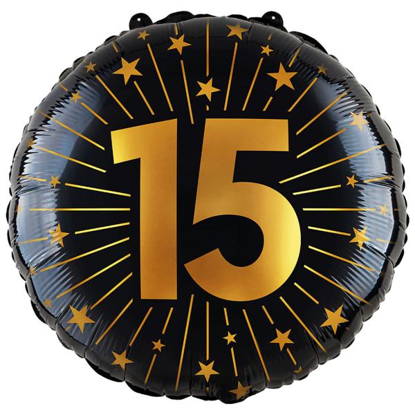 Folieballong med Stjärnor & Siffran 15
