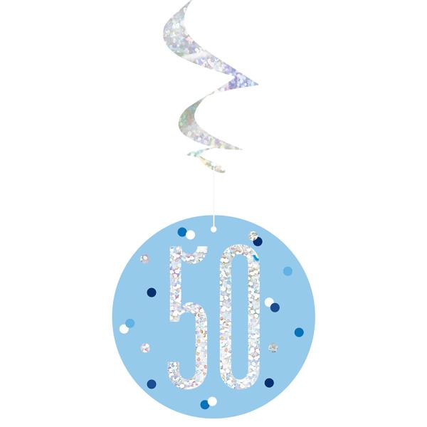 50 år Hängande Swirls Blå & Silver