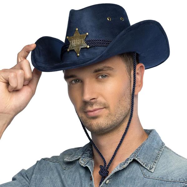 Cowboyhatt med Sheriffstjärna Mörkblå
