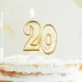 Tårtljus 20 år Glitter