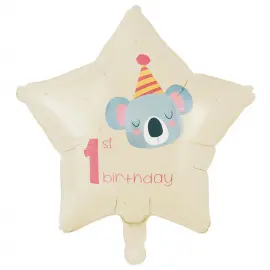 1st Birthday Folieballong Stj&auml;rna Koala 46 cm