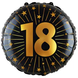 Folieballong med Stj&auml;rnor & Siffran 18