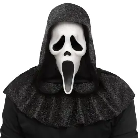 Ghostface Mask med Skimrande Huva
